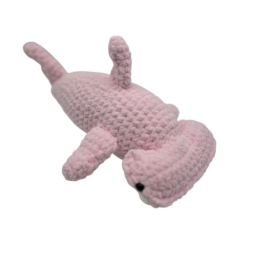 Handmade Pink Crochet Hammerhead Shark Plush Amigurumi Stuffed Animal Toy 12"